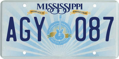 MS license plate AGY087