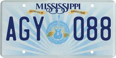 MS license plate AGY088