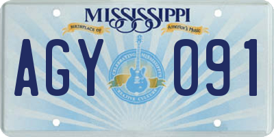 MS license plate AGY091