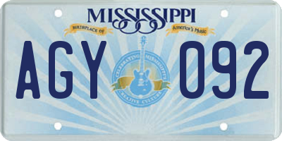 MS license plate AGY092
