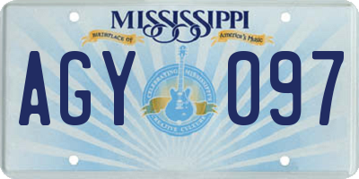 MS license plate AGY097