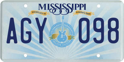 MS license plate AGY098