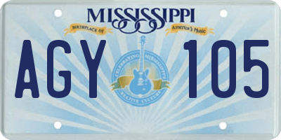 MS license plate AGY105