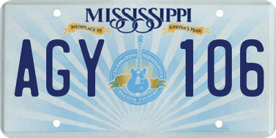 MS license plate AGY106