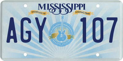 MS license plate AGY107