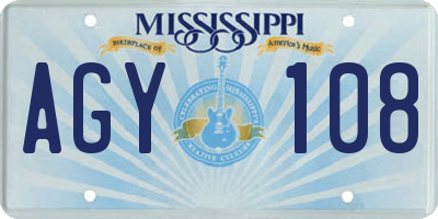 MS license plate AGY108