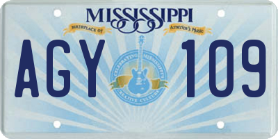MS license plate AGY109