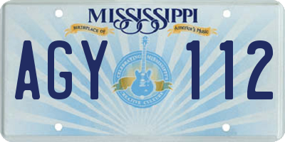 MS license plate AGY112