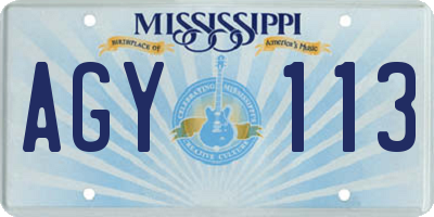 MS license plate AGY113