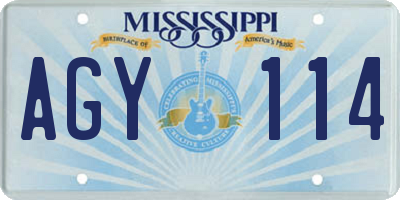 MS license plate AGY114