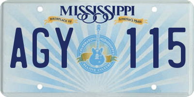 MS license plate AGY115