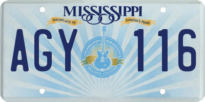 MS license plate AGY116