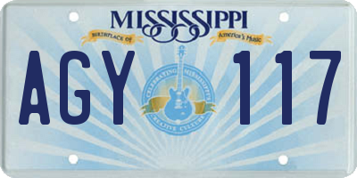 MS license plate AGY117