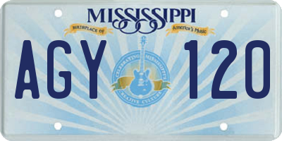 MS license plate AGY120