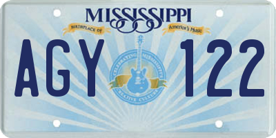 MS license plate AGY122