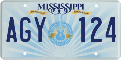 MS license plate AGY124