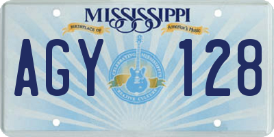 MS license plate AGY128