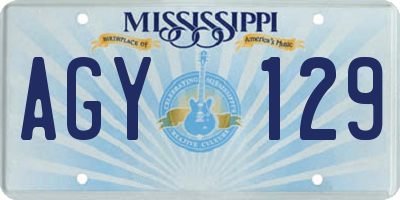 MS license plate AGY129