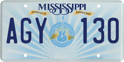 MS license plate AGY130