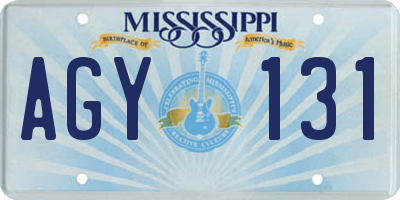 MS license plate AGY131