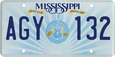 MS license plate AGY132