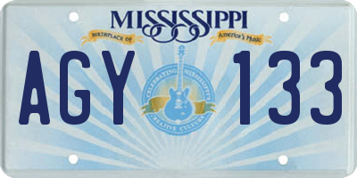 MS license plate AGY133