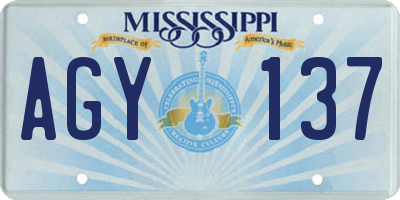 MS license plate AGY137