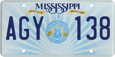 MS license plate AGY138