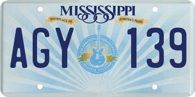 MS license plate AGY139