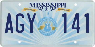 MS license plate AGY141