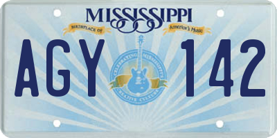 MS license plate AGY142