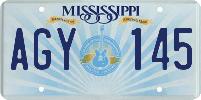 MS license plate AGY145