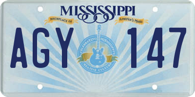MS license plate AGY147