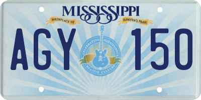 MS license plate AGY150