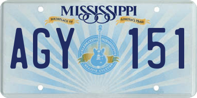MS license plate AGY151