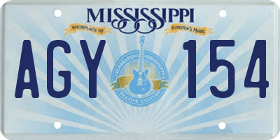 MS license plate AGY154