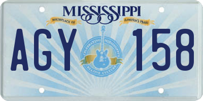 MS license plate AGY158