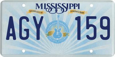 MS license plate AGY159