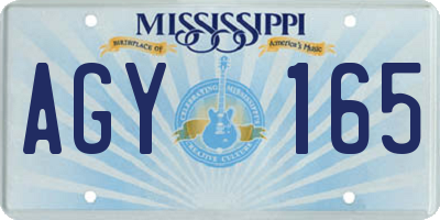 MS license plate AGY165