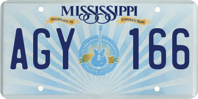 MS license plate AGY166