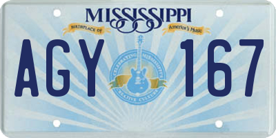 MS license plate AGY167