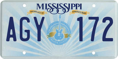 MS license plate AGY172
