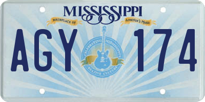 MS license plate AGY174