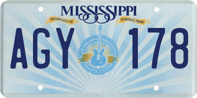 MS license plate AGY178