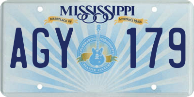 MS license plate AGY179