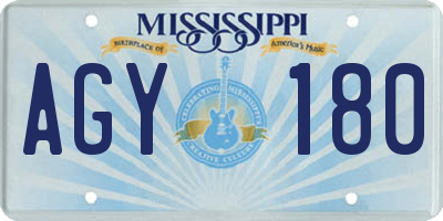 MS license plate AGY180