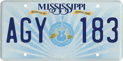 MS license plate AGY183
