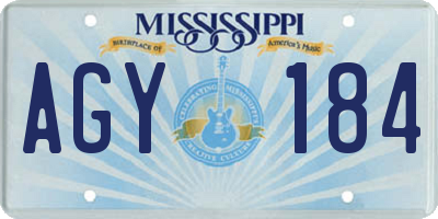 MS license plate AGY184