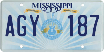 MS license plate AGY187