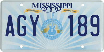 MS license plate AGY189